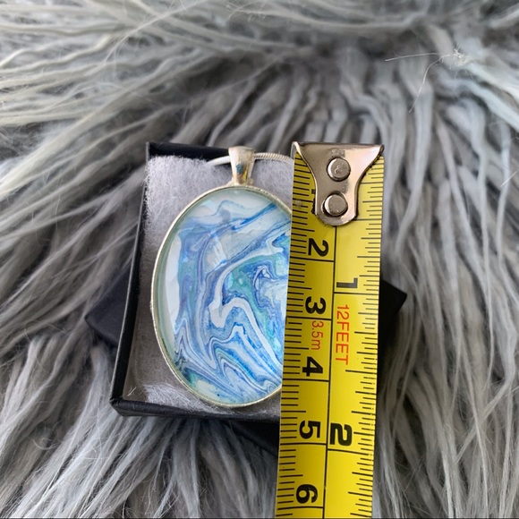 Handmade Fluid Art Necklace-Ocean Waves Bold - Picture 3 of 5